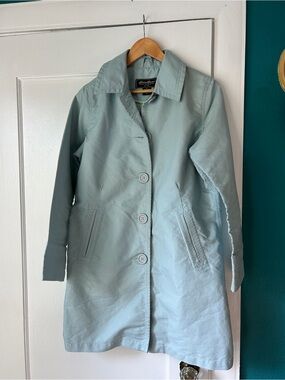 Eddie Bauer Pale Blue Single-Breasted Trench Coat